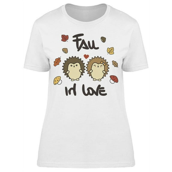 Fall In Love Hedgehog Drawing T-Shirt Women -Image by Shutterstock, Female Small
