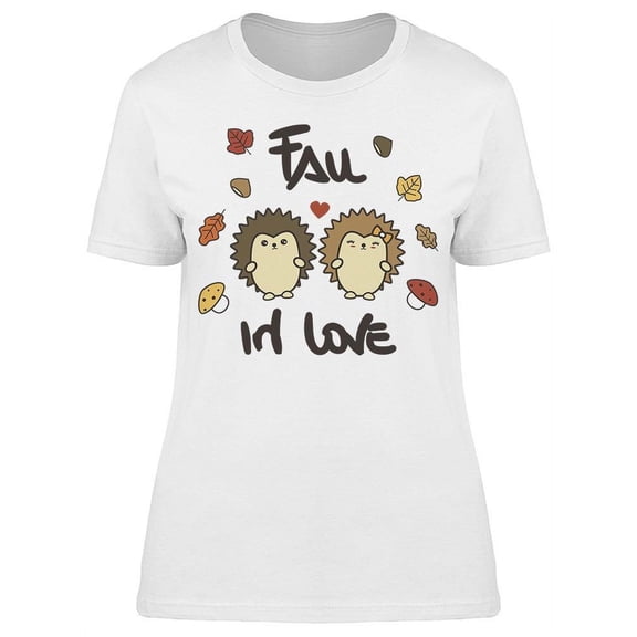 Fall In Love Hedgehog Drawing T-Shirt Women -Image by Shutterstock, Female x-Large