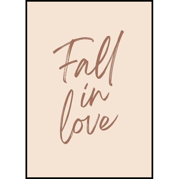 Fall In Love Script Poster Wall Art, Modern Wall Decor For Living Room Bedroom, 24x36 UNFRAMED