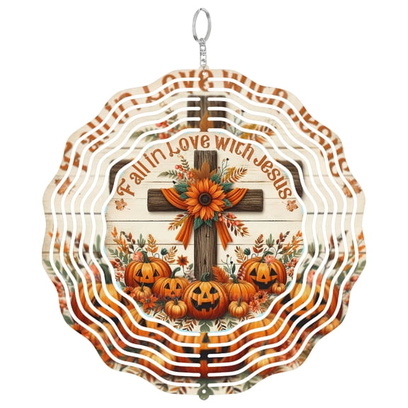 Fall In Love With Jesus Christian Faith 3D Wind Spinner Stainless Steel Kinetic Art Autumn Religious Gift 10 Inch
