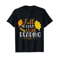 thumbnail image 1 of Fall In Love With Reading Fall Leaves Autumn Thanksgiving Cotton Black T-Shirt, 1 of 5