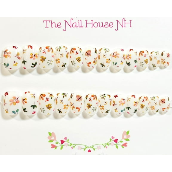 Fall Is In The Air Glossy Extra Short Square Press On Nails - 24 Pieces - Artificial Nail Kit - Autumn Nails