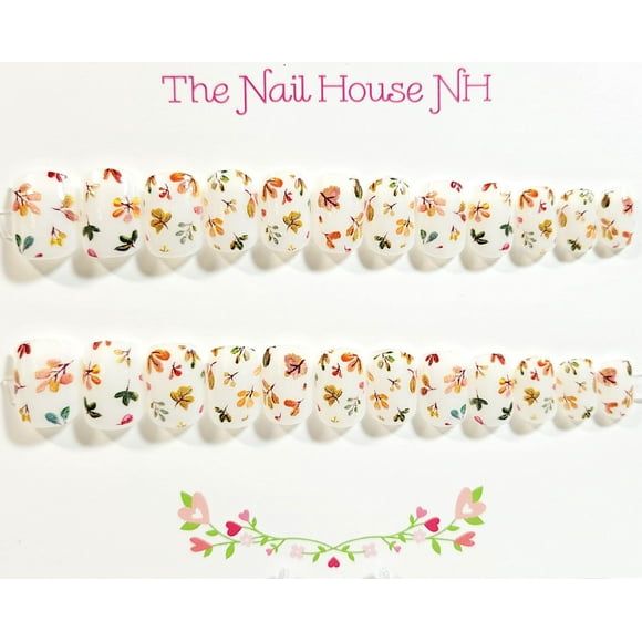 Fall Is In The Air Glossy Extra Short Square Press On Nails - 24 Pieces - Artificial Nail Kit - Autumn Nails