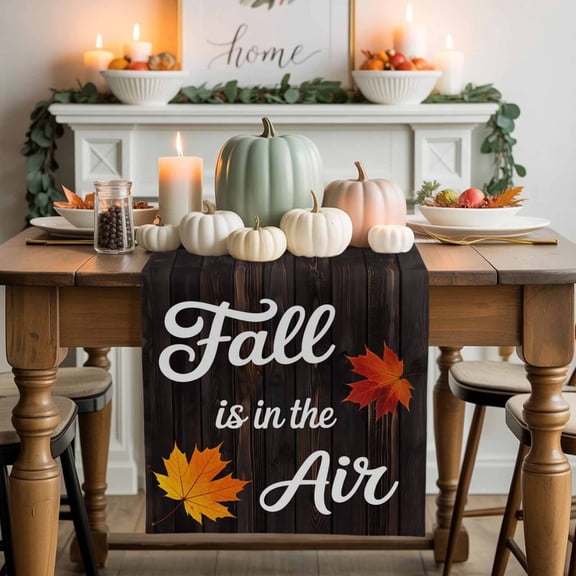 Fall Is In The Air Table Runner, Autumn Thanksgiving Kitchen Dining Table Decoration for Home Party Decor 13x72 Inches