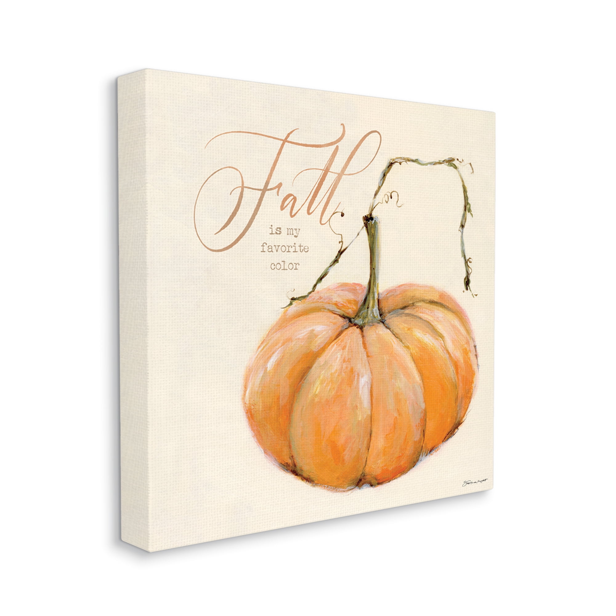 Fall Is My Favorite Color Orange Pumpkin Seasonal Word Design Holiday Gallery-Wrapped Canvas Print Wall Art, 17x17