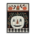 thumbnail image 1 of Fall Jack-o-Lantern Tartan Pattern Holiday Graphic Art Black Framed Art Print Wall Art, 1 of 8