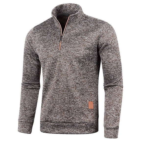 Fall Jacket Men Casual Brown Knit Pullover Half Zip Long Sleeve Workout Mens Coats Winter