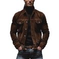 thumbnail image 1 of Fall Jacket Men Vintage Lapel Button Down Corduroy Multi-Pockets Trendy Coat Outerwear, 1 of 4