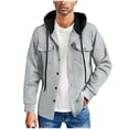 thumbnail image 1 of Fall Jacket Sevevn Men's Long Sleeve Button Down Shirt Jacket with Hood Color Block Hooded Jacket with Pockets, 1 of 9