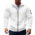 thumbnail image 1 of Fall Jacket Sevevn Men's Zip Up Jacket Solid Color Long Sleeved Stand-Up Collar Fleece Thick Pocket Jacket, 1 of 4