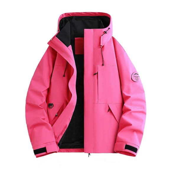 Fall Jacket Women Long Sleeve Zipper Hooded Softshell Unisex Hiking Camping Windbreaker Outdoor Red