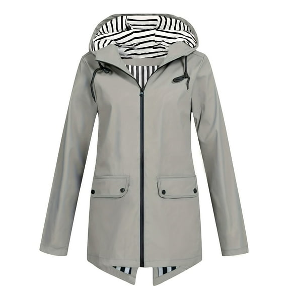 Fall Jacket Women Outdoor Hiking Windproof Waterproof Hooded Solid Zipper Windbreaker With Pocket Outwears Jackets