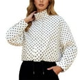thumbnail image 1 of Fall Jacket Women Polka Dot Long Sleeve Stand Collar Cropped Drawstring Slim Outerwear Jackets White, 1 of 4