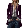 thumbnail image 1 of Fall Jacket Women Vintage Floral Lace Velvet Open Front Steampunk Slim Lightweight Outfits Purple, 1 of 5