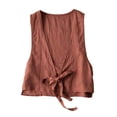 thumbnail image 1 of Fall Jacket,Womens Cotton Linen Vest Casual Loose V Neck Sleeveless Vests Jacke,Outerwear(Size:2XL), 1 of 5