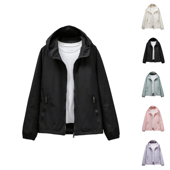 Fall Jacket for Women 2025 Fall Long Sleeve Lightweight Zip Up Hooded Jackets Jackets with Pockets Outerwear