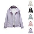 thumbnail image 1 of Fall Jacket for Women 2025 Fall Long Sleeve Lightweight Zip Up Hooded Jackets Jackets with Pockets Outerwear, 1 of 5