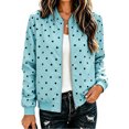 thumbnail image 1 of Fall Jacket for Women Long Sleeve Casual Bomber Outerwear Polka Dot Print Zip Closure Ribbed Cuffs Easy Layering Casual Outdoor Jacket, 1 of 3