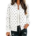 thumbnail image 1 of Fall Jacket for Women Long Sleeve Casual Bomber Outerwear Polka Dot Print Zip Closure Ribbed Cuffs Easy Layering Fall Outfits, 1 of 8
