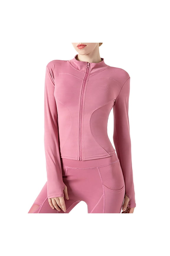 Fall Jacket for Women,Slim Fit Full Zip Athletic Running Sports Workout Lightweight Jacket Pockets(Size:2XL)