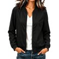 thumbnail image 1 of Fall Jacket for Women Solid Color Zip Up Long Sleeve Windproof Jacket Loose Fit Lightweight Spring Coat Winter Fall Outfits, 1 of 8