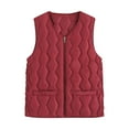 thumbnail image 1 of Fall Jackets For Women 2025 Sevevn Women's Quilted Vest Rib Collar Lightweight Zip Padded Gilet, 1 of 4