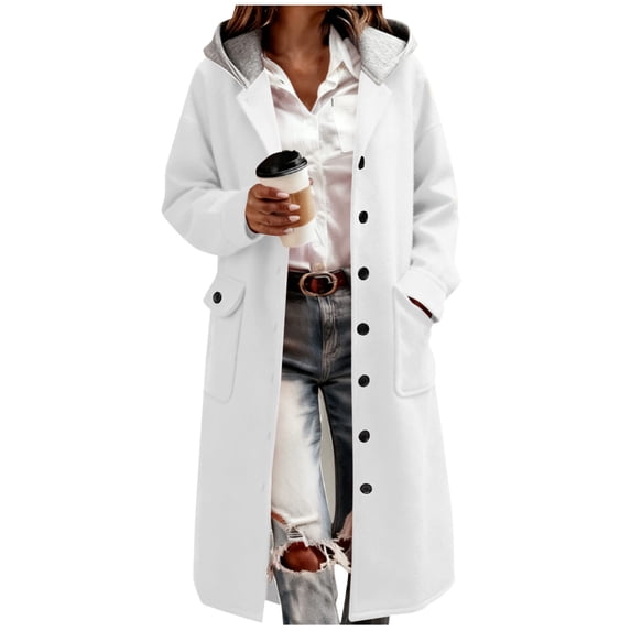 Fall Jackets For Women 2025 Sevevn Womens Single Breasted Hooded Pea Coat Winter Wool Blend Over Coats Long Jackets