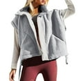 thumbnail image 1 of Fall Jackets For Women Button Stand Collar Fleece Sleeveless Sherpa Fuzzy Vest with Pockets Outwears Jacket, 1 of 8