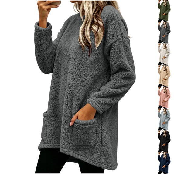 Fall Jackets For Women Women's Fashion Solid Color Long Sleeve Winter Leisure Elegant Jacket Dark Gray XL