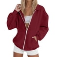 thumbnail image 1 of Fall Jackets Sevevn Womens Zip Up Sweatshirt Fall Fashion Turn Down Collar Long Sleeve Jackets Winter Clothing Outfits, 1 of 5