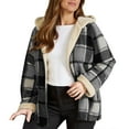 thumbnail image 1 of Fall Jackets Women Lined Plaid Shacket Fashion Long Sleeve Zipper Flannel Hooded Winter Outfits Clothes, 1 of 6