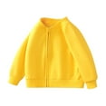 thumbnail image 1 of Fall Jackets for Girls Dressy New Children Solid Color Baseball Jacket Children's Baby Zipper Cardigan Kids Boys Girls Sports Coat Yellow 3 Years, 1 of 7