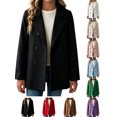 thumbnail image 1 of Fall Jackets for Girls Zaewscy Girls Double‑Breasted Wool Blend Coat Notched Lapel Long Sleeve Kids Casual Wool Outerwear Black 170, 1 of 9