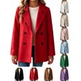 thumbnail image 1 of Fall Jackets for Girls Zaewscy Girls Double‑Breasted Wool Blend Coat Notched Lapel Long Sleeve Kids Casual Wool Outerwear Red 140, 1 of 9