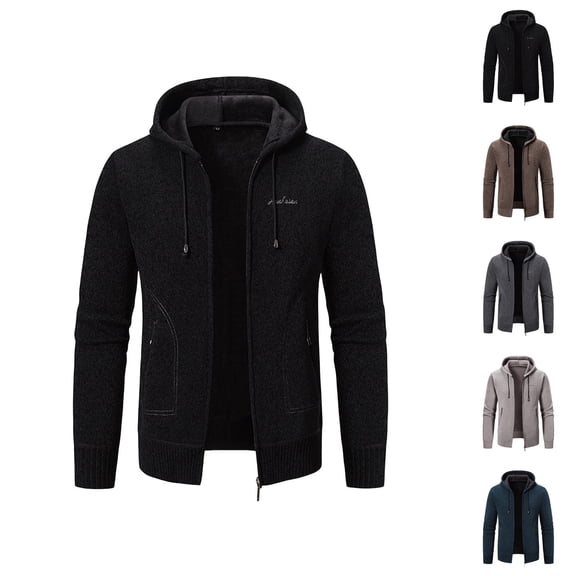 Fall Jackets for Men 2025 Fall Winter Long Sleeve Zip Up Hooded Jacket with Pockets Hoodie Outerwear Coat
