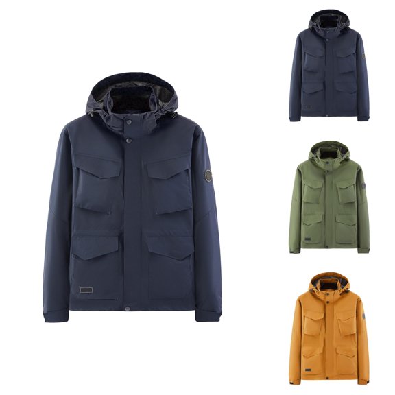 Fall Jackets for Men 2025 Lightweight Loose Fit Plus Size Windproof Waterproof Zip Up Hooded Jacket with Pockets