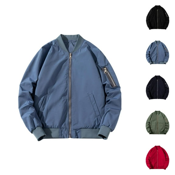 Fall Jackets for Men 2025 Long Sleeve Stand Collar Loose Fit Casual Zip Up Jacket with Pockets Outerwear Coat