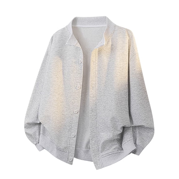 Fall Jackets for Men Casual Long Sleeve Button-Down Crewneck Coats Mens Solid Comfort No Hood Loungewear Going Out Work Outerwear Jacket with Pockets