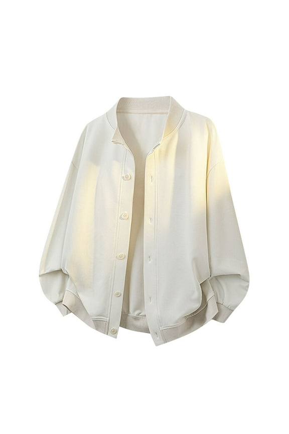 Fall Jackets for Men Casual Long Sleeve Button-Down Crewneck Coats Mens Solid Comfort No Hood Loungewear Going Out Work Outerwear Jacket with Pockets