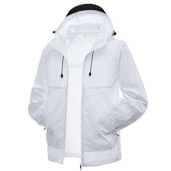 Fall Jackets for Men, Jacket Mens Rain Outdoor Plain Windbreaker Hiking Raincoats Jogging Breathable Rain Coats White XXXXL