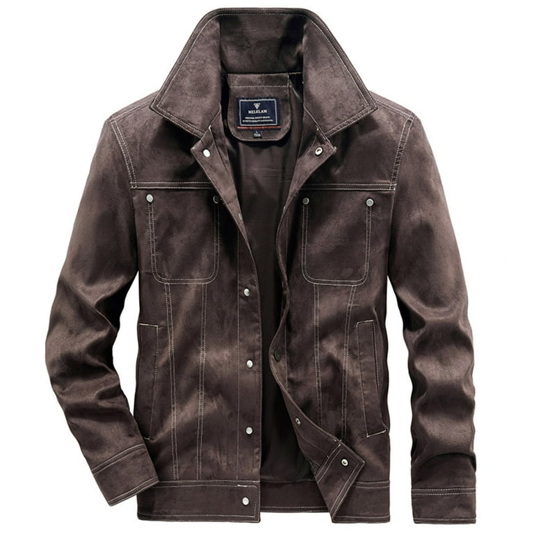Fall Jackets for Men Men s Jacket Vintage Workwear Light Jackets for Men Versatile Loose Men Jacket Casual Autumn and Winter Jacket for Men Brown 3XL Walmart