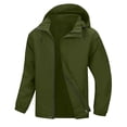 thumbnail image 1 of Fall Jackets for Men Plus Size New Rain Jacket Men Waterproof Lightweight Windbreaker Casual Coat Outwear with Hood for Hiking Travel Army Green S, 1 of 9