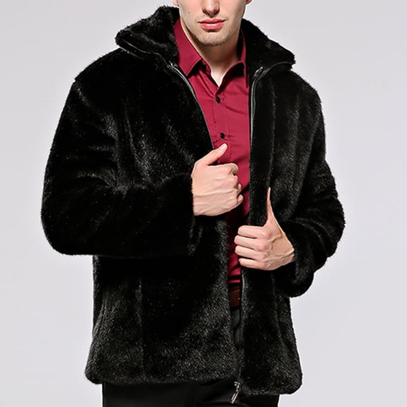 Fall Jackets for Men with Hood Solid Casual Turndown Collar Faux Cardigan Zipper Winter