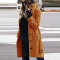 thumbnail image 1 of Fall Jackets for Women Lightweight Trench Coats Wool Blend Button Down Pea Coats Belted Winter Overcoats, 1 of 6