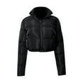 thumbnail image 1 of Fall Jackets for Women Trendy Crop Short Jacket Cropped Puffer Warm Winter Lightweight Fall Winter Women'S Coats,Black,M, 1 of 2