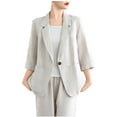 thumbnail image 1 of Fall Jackets for Women Waterproof New Cotton Linen Blazer for Women Fall 3/4 Sleeve Lightweight Business Casual Shirts Jackets with Pocket Beige M, 1 of 4