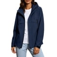 thumbnail image 1 of Fall Jackets for Women Waterproof Windbreaker Zip Up Hooded Outdoor Rain Jacket with Multi Pockets for Hiking Travel Workwear, 1 of 9
