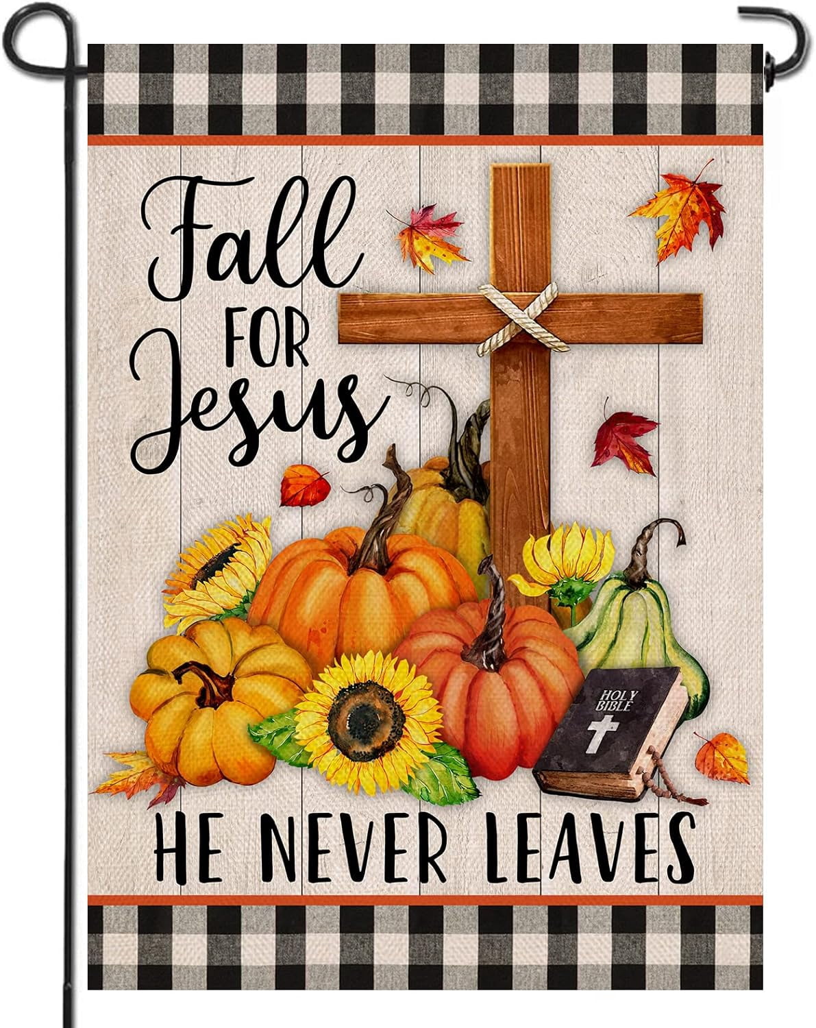 Fall for Jesus Cross Religious Pumpkin Home Decorative Garden Flag ...