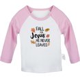 thumbnail image 1 of Fall For Jesus He Never Leaves Funny T shirt For Baby, Newborn Babies T-shirts, Infant Tops, 0-24M Kids Graphic Tees Clothing (Long Pink Raglan T-shirt, 6-12 Months), 1 of 4