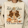 thumbnail image 1 of Fall For Jesus He Never Leaves Sweatshirt, Christian Fall Sweatshirt, Pumpkin Cross Sweatshirt, Jesus Autumn Sweatshirt, Fall Pumpkin Sweatshirt, Autumn Sweatshirt., 1 of 5